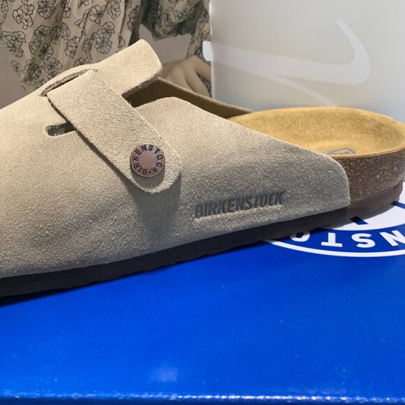 Birkenstock Boston Wome Taupe Suede Leather Soft Footbed New w/box Narrow/Wide - Picture 9 of 9